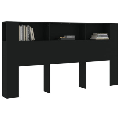 Čelo Postele S Úložným Prostorem Černé 200 X 18,5 X 104,5 Cm