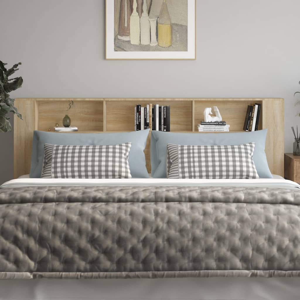 Čelo Postele S Úložným Prostorem Dub Sonoma 220X18,5X104,5 Cm