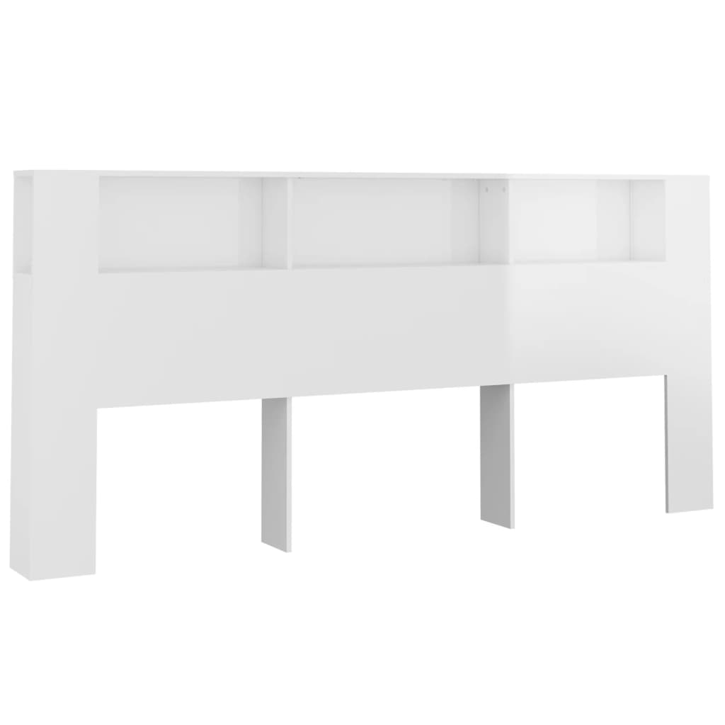 Čelo Postele S Úložným Prostorem Lesklé Bílé 220X18,5X104,5 Cm