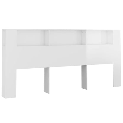 Čelo Postele S Úložným Prostorem Lesklé Bílé 220X18,5X104,5 Cm