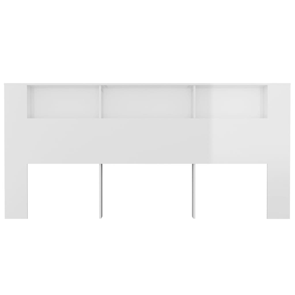 Čelo Postele S Úložným Prostorem Lesklé Bílé 220X18,5X104,5 Cm
