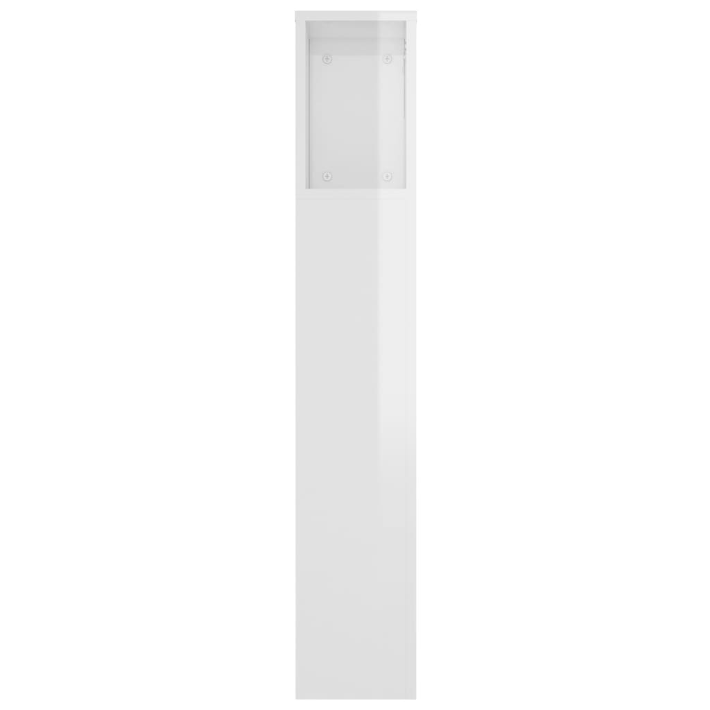 Čelo Postele S Úložným Prostorem Lesklé Bílé 220X18,5X104,5 Cm
