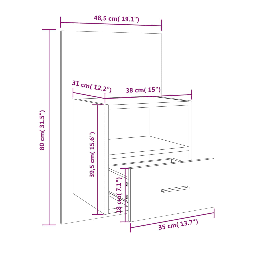 Nástěnný Noční Stolek