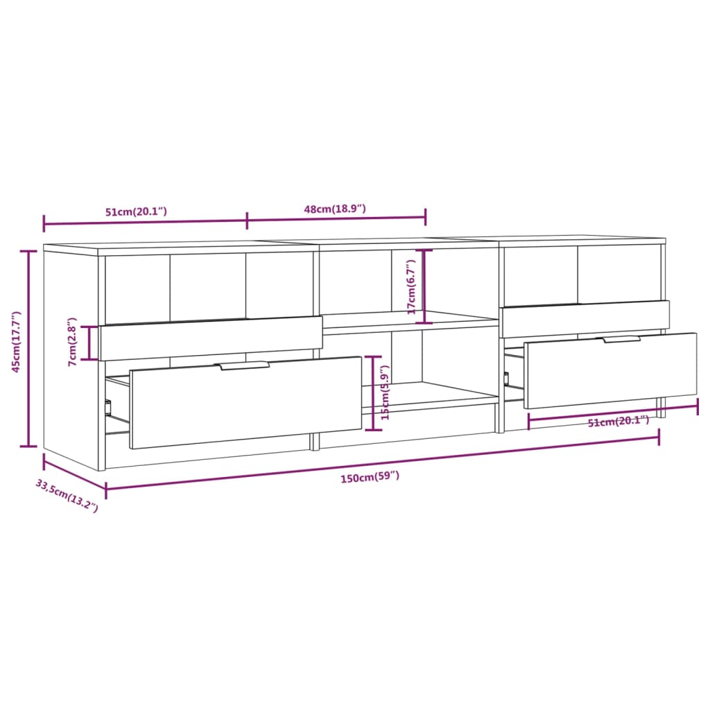 Tv Skříňka 150 X 33,5 X 45 Cm Kompozitní Dřevo