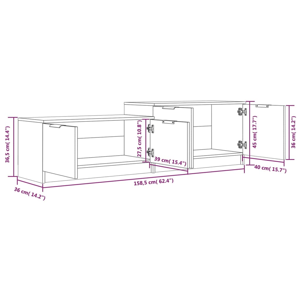 Tv Skříňka 158,5 X 36 X 45 Cm Kompozitní Dřevo
