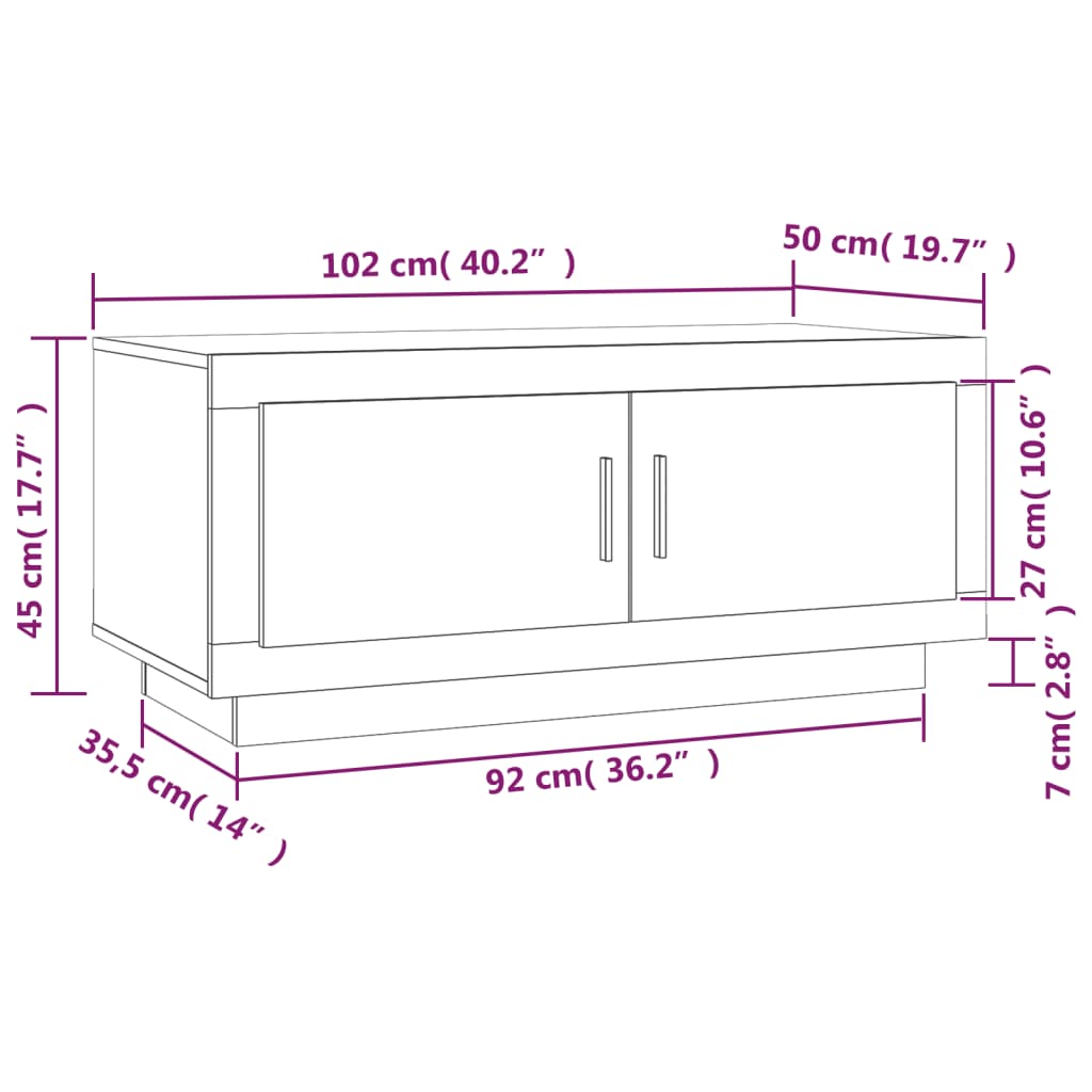 Konferenční Stolek 102 X 50 X 45 Cm Kompozitní Dřevo