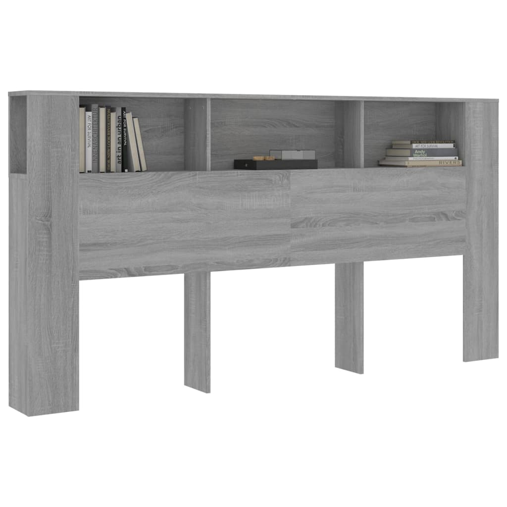 Čelo Postele S Úložným Prostorem Šedé Sonoma 200X18,5X104,5 Cm