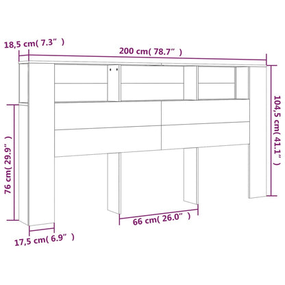 Čelo Postele S Úložným Prostorem Šedé Sonoma 200X18,5X104,5 Cm