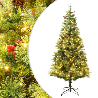 Vánoční Stromek S Led A Borovými Šiškami Zelený 120 Cm Pvc A Pe