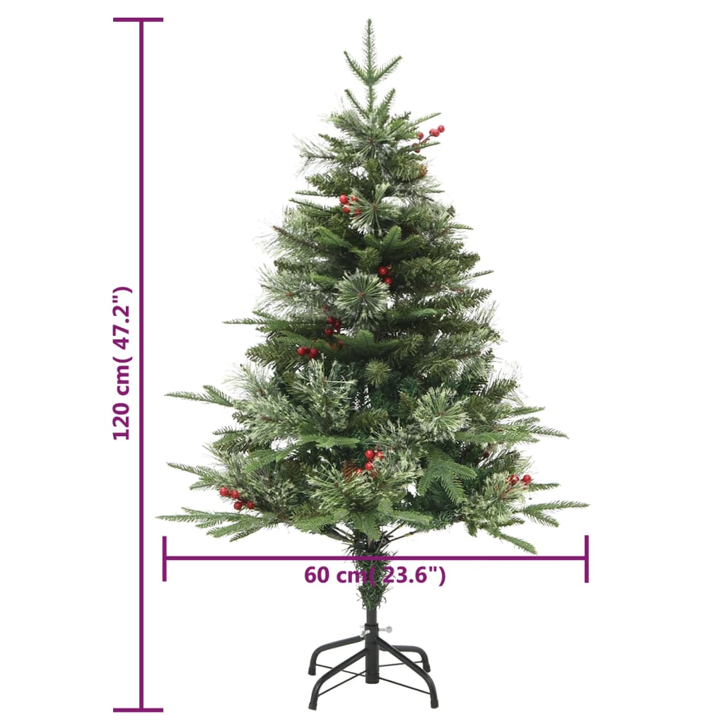 Vánoční Stromek S Led A Borovými Šiškami Zelený 120 Cm Pvc A Pe