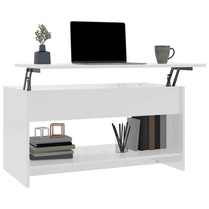 Konferenční Stolek Lesklý Bílý 102X50X52,5 Cm Kompozitní Dřevo