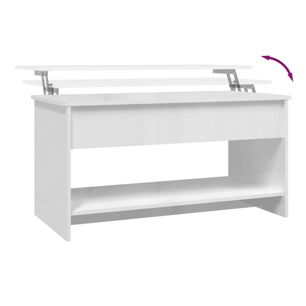 Konferenční Stolek Lesklý Bílý 102X50X52,5 Cm Kompozitní Dřevo
