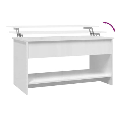 Konferenční Stolek Lesklý Bílý 102X50X52,5 Cm Kompozitní Dřevo