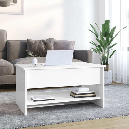 Konferenční Stolek Lesklý Bílý 80 X 50 X 40 Cm Kompozitní Dřevo