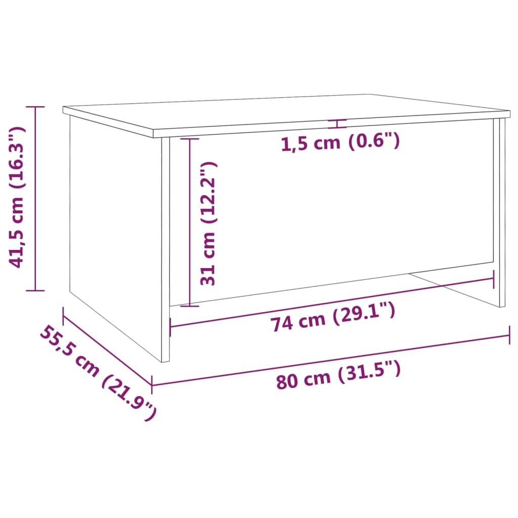 Konferenční Stolek Bílý 80 X 55,5 X 41,5 Cm Kompozitní Dřevo