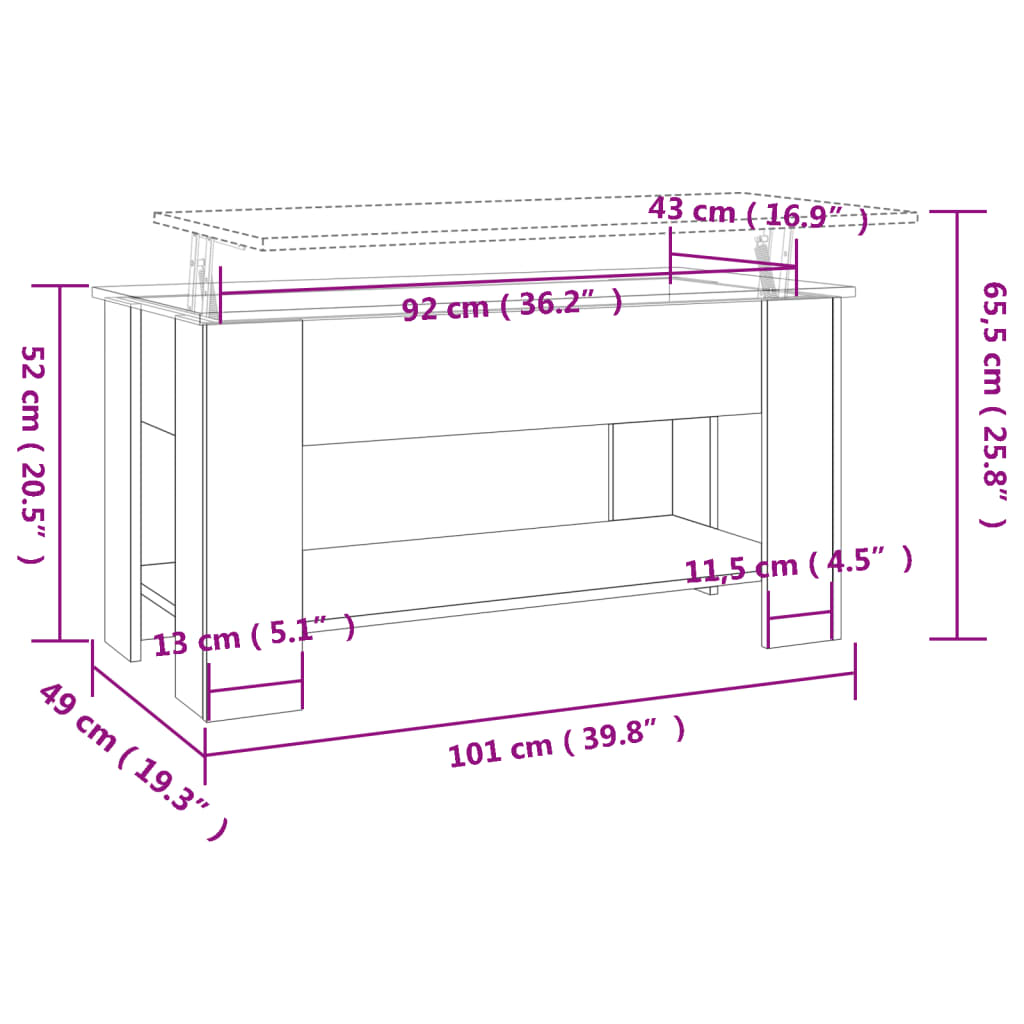 Konferenční Stolek 101 X 49 X 52 Cm Kompozitní Dřevo