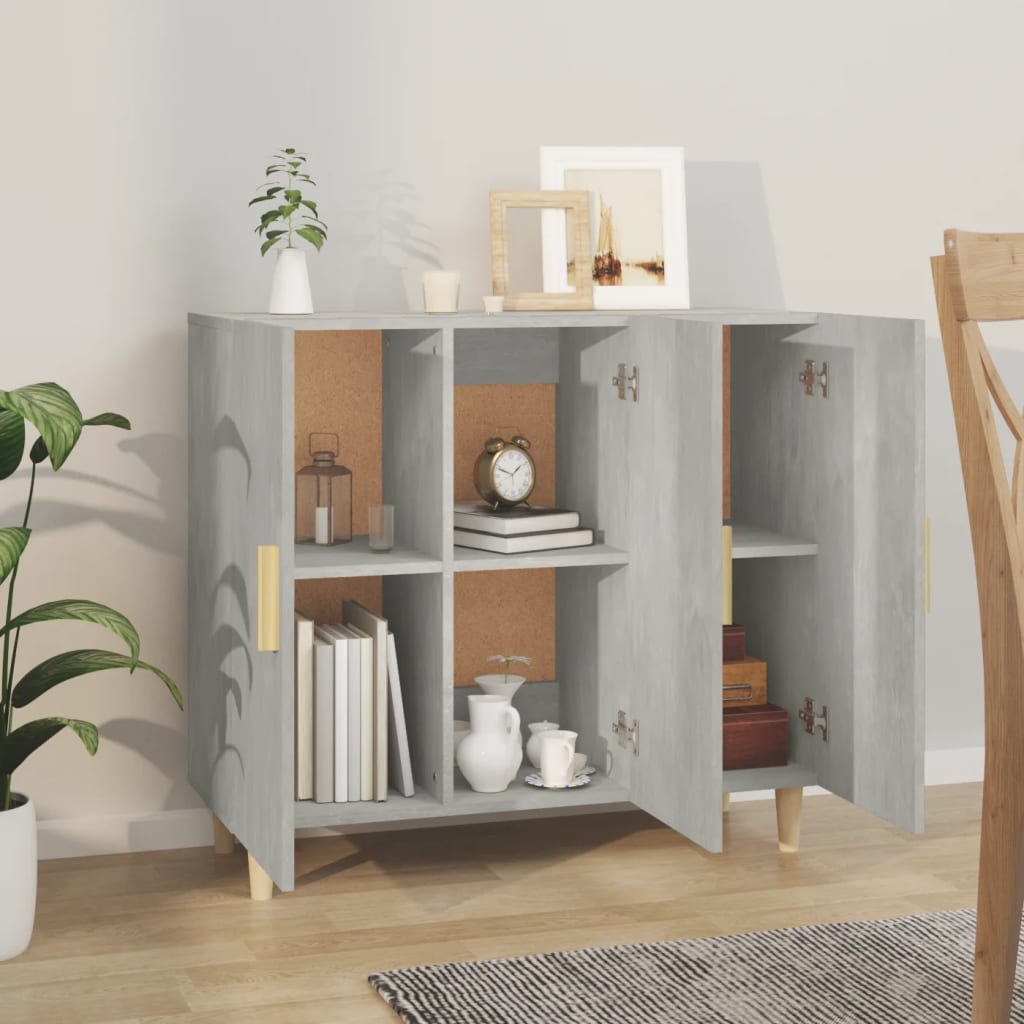 Příborník Betonově Šedý 90 X 34 X 80 Cm Kompozitní Dřevo