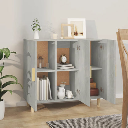 Příborník Betonově Šedý 90 X 34 X 80 Cm Kompozitní Dřevo