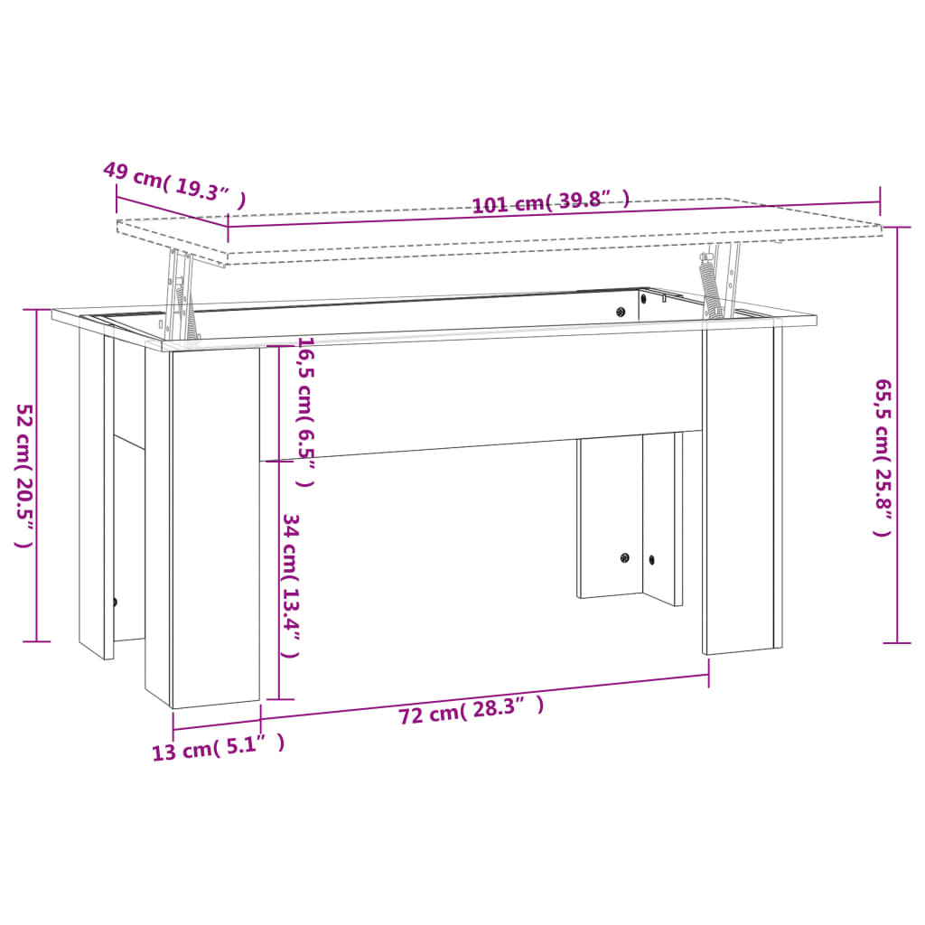 Konferenční Stolek Kouřový Dub 101X49X52 Cm Kompozitní Dřevo