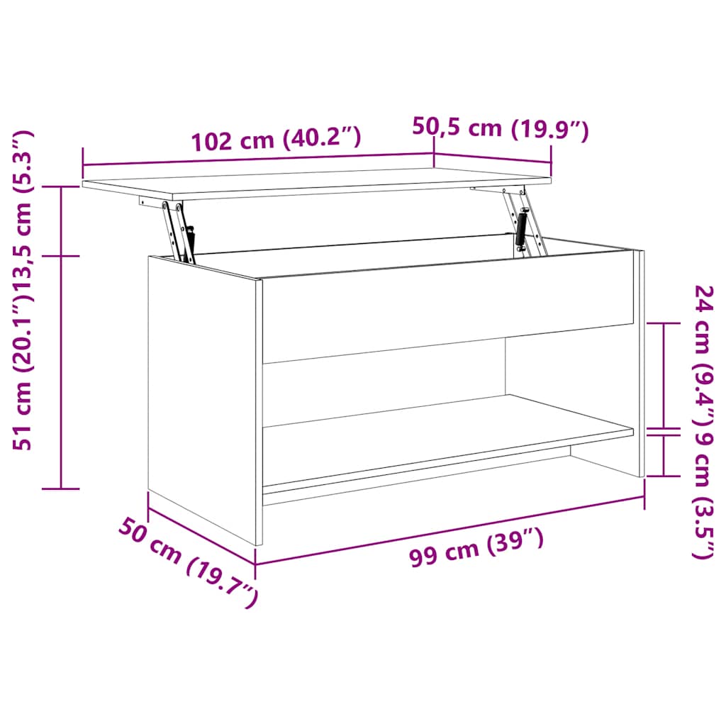 Konferenční Stolek Kouřový Dub 102X50X52,5 Cm Kompozitní Dřevo