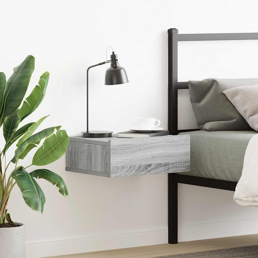 Plovoucí Noční Stolky 2 Ks Černé 40X30X15 Cm Kompozitní Dřevo