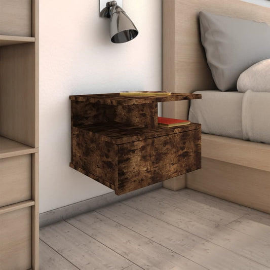 Plovoucí Noční Stolky 2 Ks Kouřový Dub 41 X 31 X 27 Cm Kompozit