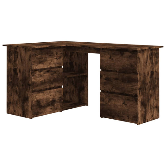 Rohový Psací Stůl Kouřový Dub 145X100X76 Cm Kompozitní Dřevo