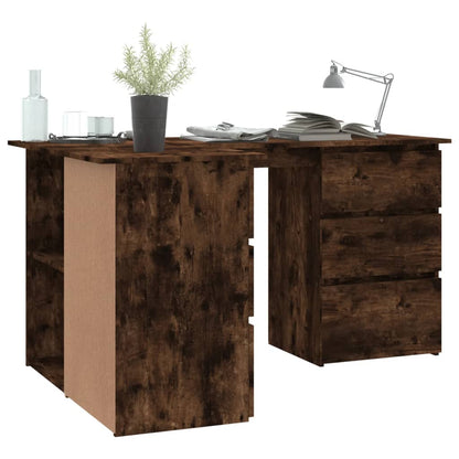 Rohový Psací Stůl Kouřový Dub 145X100X76 Cm Kompozitní Dřevo