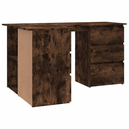 Rohový Psací Stůl Kouřový Dub 145X100X76 Cm Kompozitní Dřevo