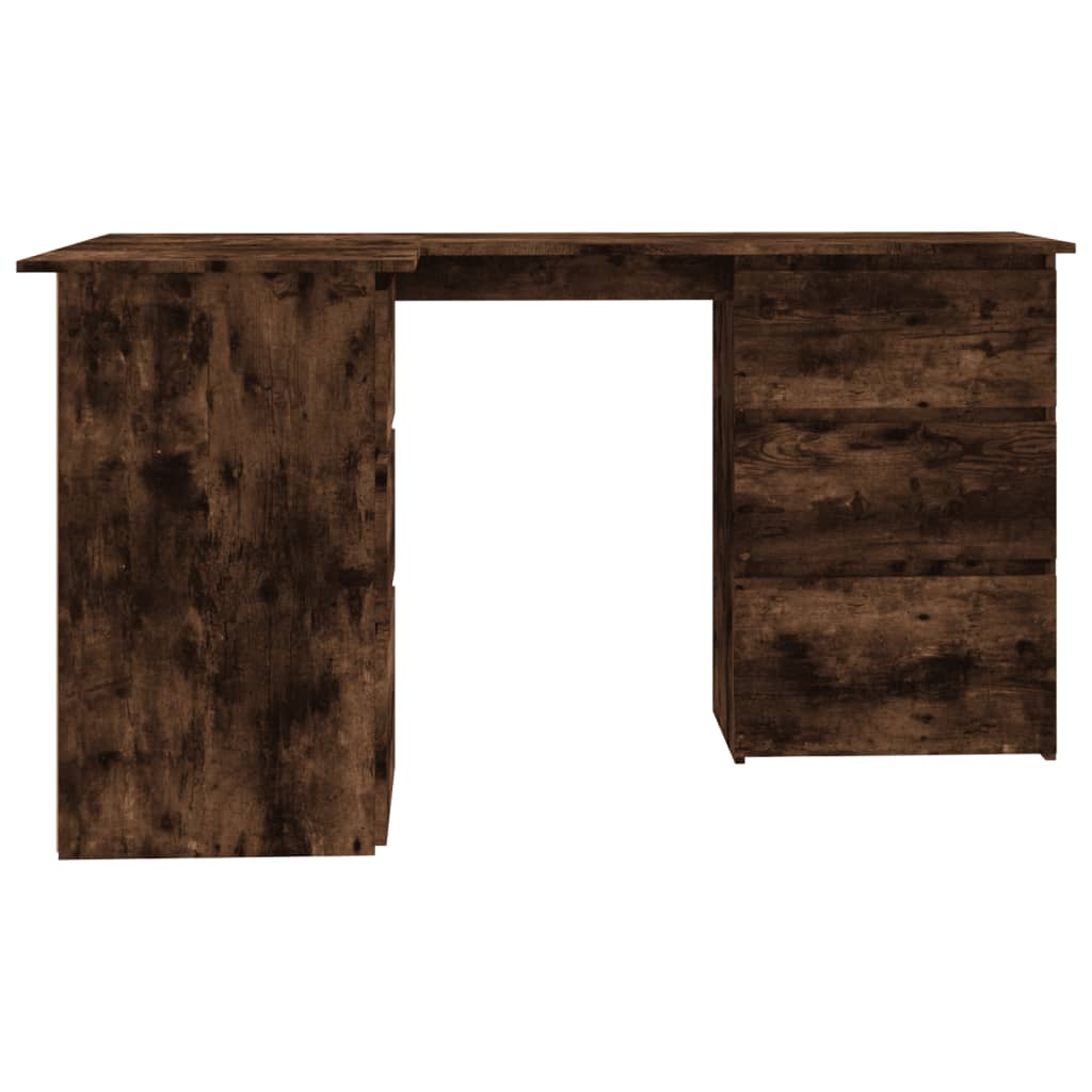 Rohový Psací Stůl Kouřový Dub 145X100X76 Cm Kompozitní Dřevo