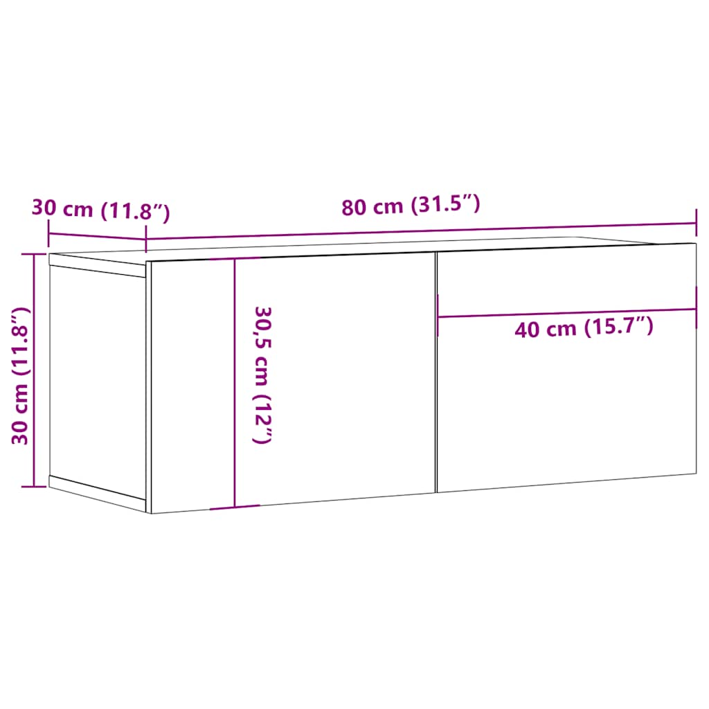 Tv Skříňka 80 X 30 X 30 Cm Kompozitní Dřevo