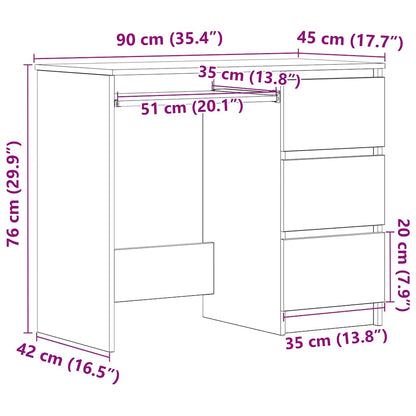 Psací Stůl 90 X 45 X 76 Cm Kompozitní Dřevo