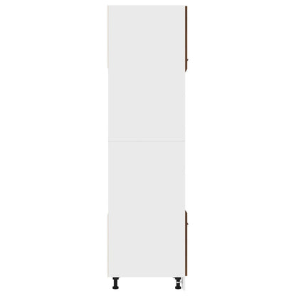 Skříňka Na Mikrovlnku 60X57X207 Cm Kompozitní Dřevo Hnědý Dub