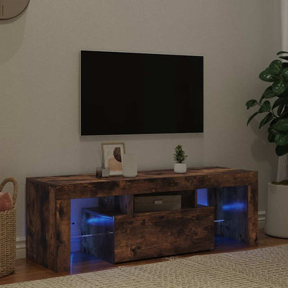 Tv Skříňka S Led Osvětlením Kouřový Dub 120 X 35 X 40 Cm