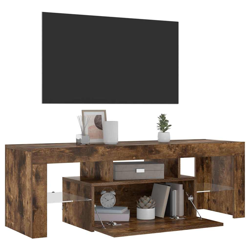 Tv Skříňka S Led Osvětlením Kouřový Dub 120 X 35 X 40 Cm
