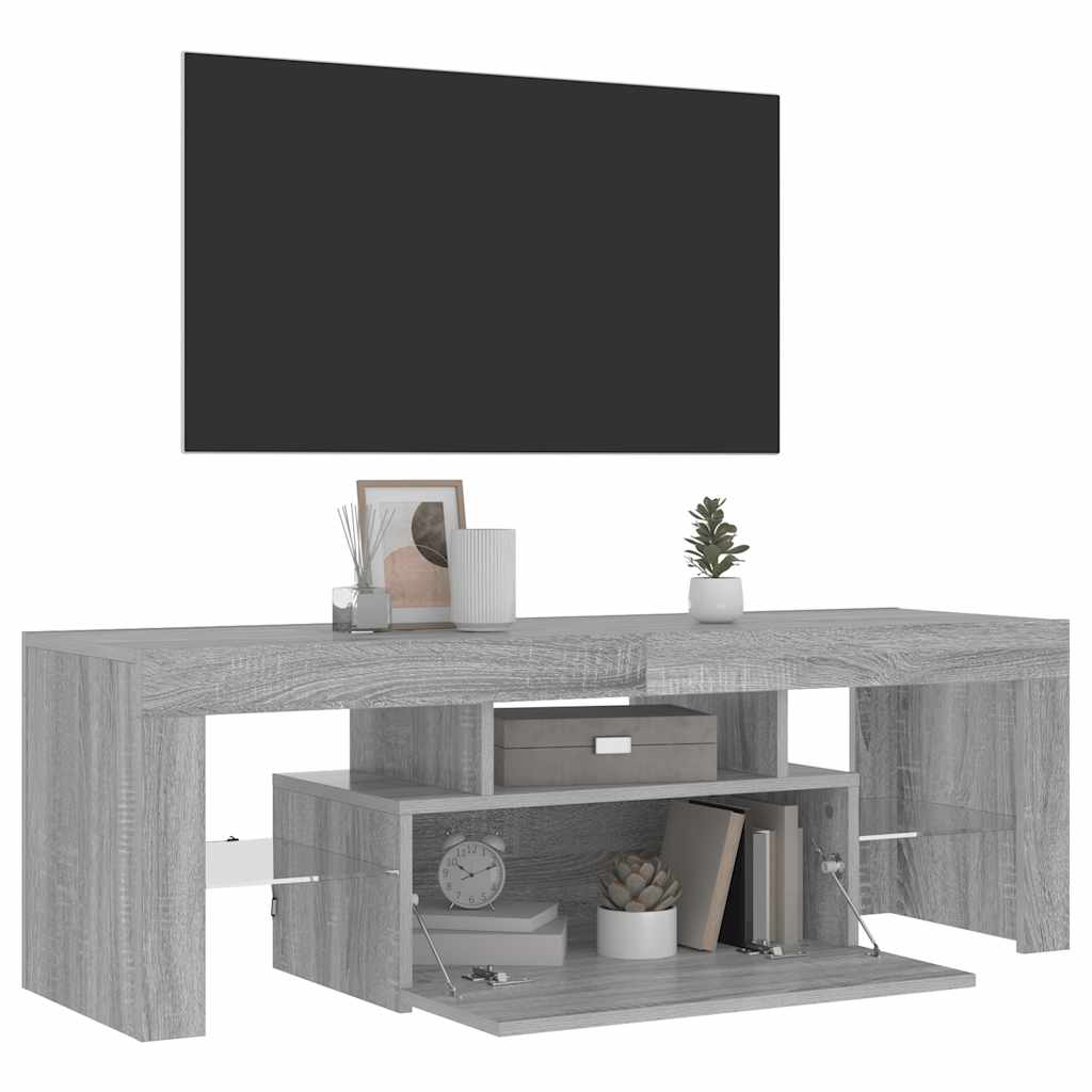 Tv Skříňka S Led Osvětlením Šedá Sonoma 120 X 35 X 40 Cm
