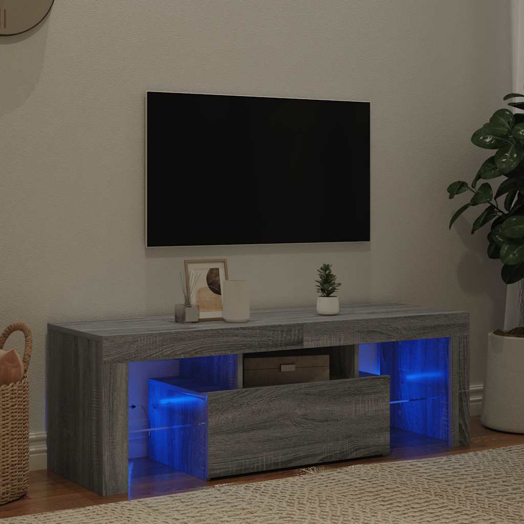 Tv Skříňka S Led Osvětlením Šedá Sonoma 120 X 35 X 40 Cm