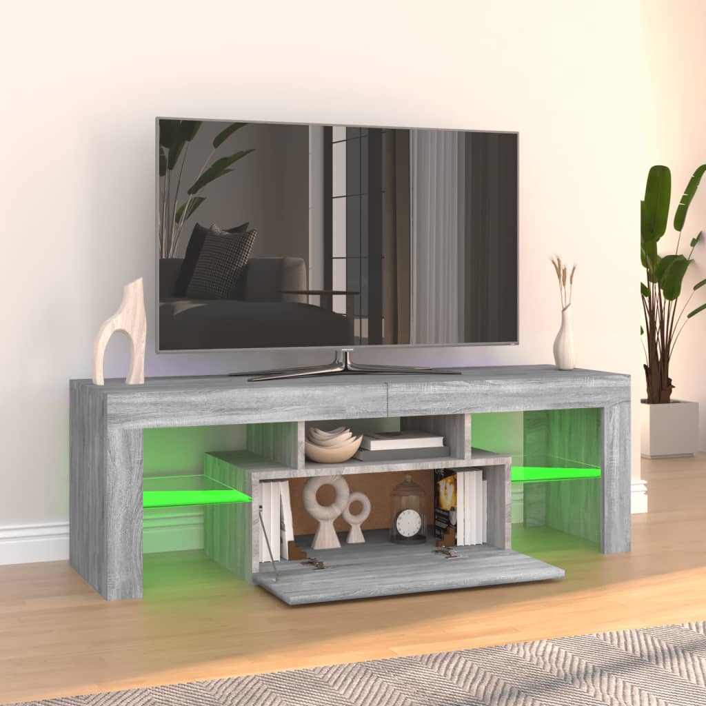 Tv Skříňka S Led Osvětlením Šedá Sonoma 120 X 35 X 40 Cm