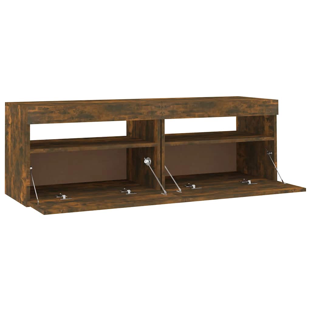 Tv Skříňka S Led Osvětlením Kouřový Dub 120 X 35 X 40 Cm