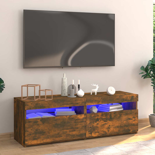 Tv Skříňka S Led Osvětlením Kouřový Dub 120 X 35 X 40 Cm