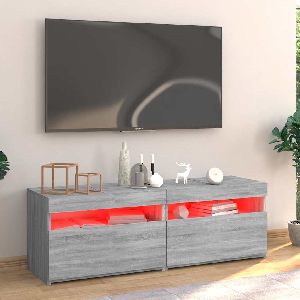 Tv Skříňka S Led Osvětlením Šedá Sonoma 120 X 35 X 40 Cm