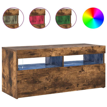 Tv Skříňka S Led Osvětlením Kouřový Dub 90 X 35 X 40 Cm