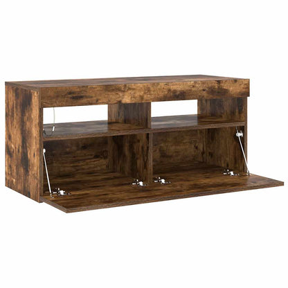 Tv Skříňka S Led Osvětlením Kouřový Dub 90 X 35 X 40 Cm