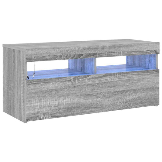 Tv Skříňka S Led Osvětlením Šedá Sonoma 90 X 35 X 40 Cm
