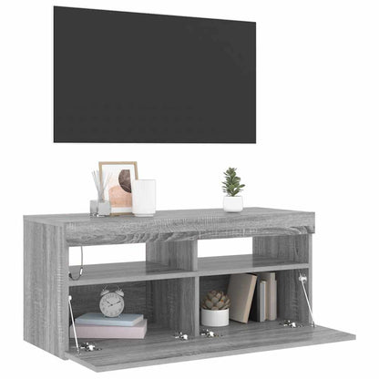 Tv Skříňka S Led Osvětlením Šedá Sonoma 90 X 35 X 40 Cm