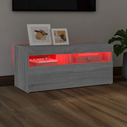 Tv Skříňka S Led Osvětlením Šedá Sonoma 90 X 35 X 40 Cm