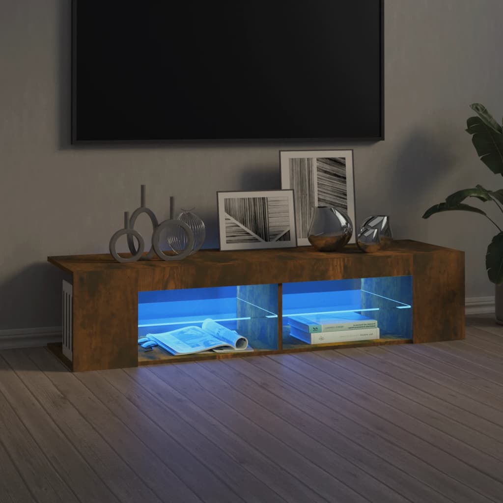Tv Skříňka S Led Osvětlením Betonově Šedá 135 X 39 X 30 Cm
