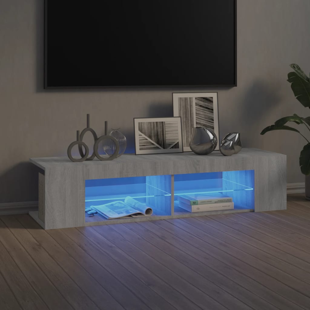 Tv Skříňka S Led Osvětlením Betonově Šedá 135 X 39 X 30 Cm