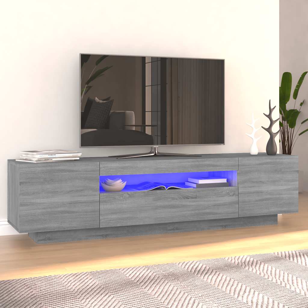 Tv Skříňka S Led Osvětlením Betonově Šedá 160X35X40 Cm