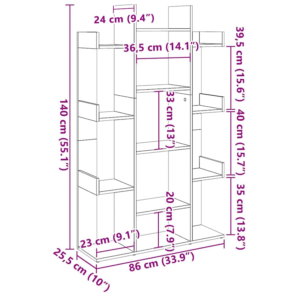 Knihovna 86 X 25,5 X 140 Cm Kompozitní Dřevo